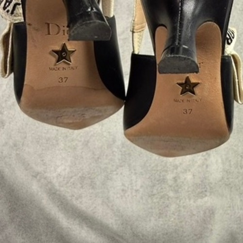 Christian Dior JAdior Slingback Heels Black Lambskin Ribb Size 37 - Picture 10 of 10